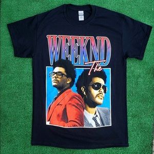 Gildan Black Graphic 'Weekend' Tee with Red and Blue Artwork